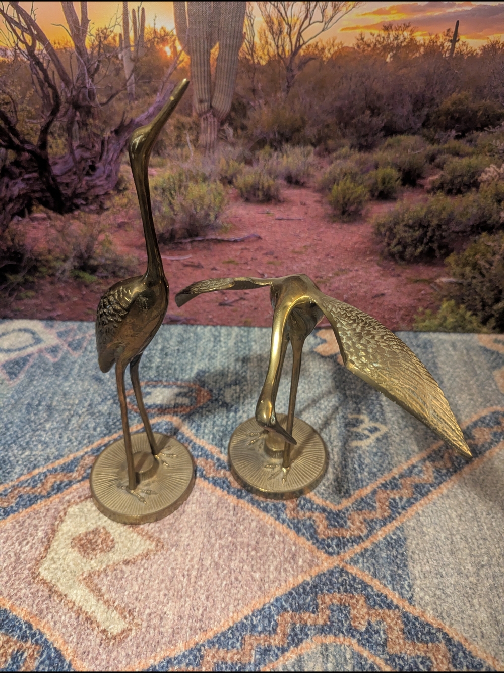 Brass Crane/ Heron Like Bird Figurine-Pair - Picture 5 of 11
